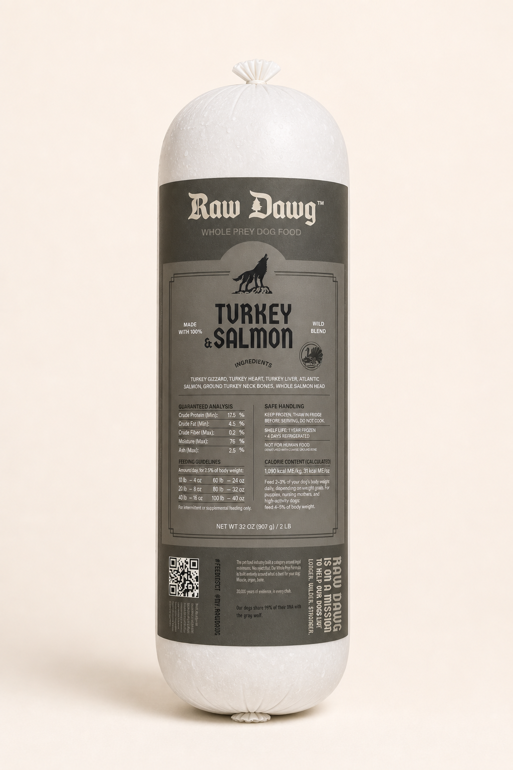 Raw Dawg Wild Blend Turkey and Salmon 2 lb chub